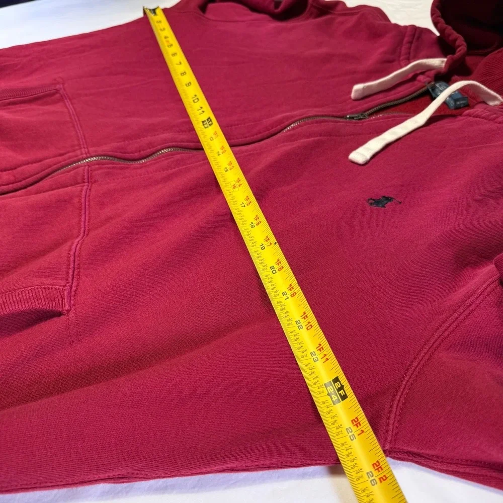 Polo Ralph Lauren Full Zip‎ Hoodie Mens XLT Tall Red Cotton Blend Pony Logo